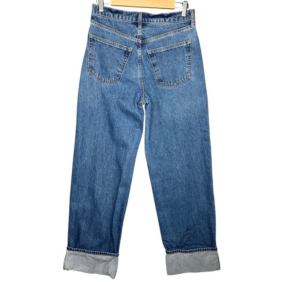 Universal Thread Womens Mid Rise Baggy Jeans Size 4 Cuffed Button Fly - Picture 4 of 8